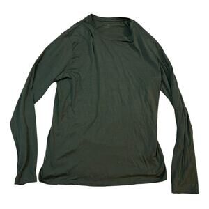 Icebreaker Merino Wool Blend Shirt Mens Large Long Sleeve Base Layer Green